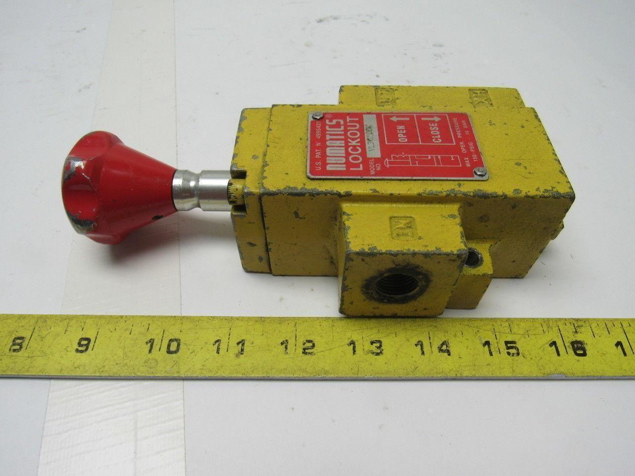 Numatics VL30N03Y Manual Lockout Valve 3/8" NPTF In/Out & Exhaust