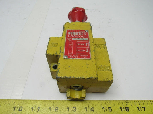 Numatics VL30N03Y Manual Lockout Valve 3/8" NPTF In/Out & Exhaust