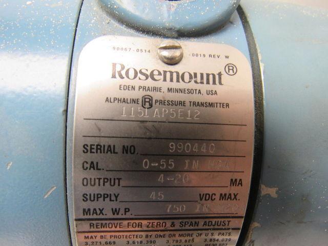ROSEMOUNT 1151AP5E12 Absolute Pressure Monitor 0-55In HGA 4-20MA Out