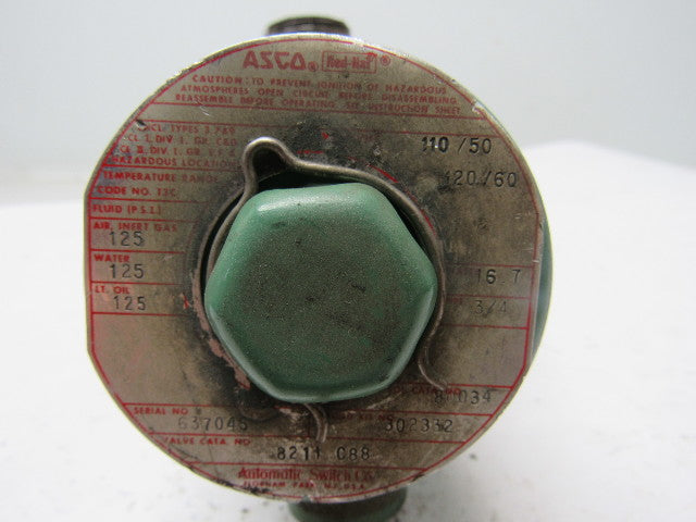 ASCO RED HAT 8211 C88 Valve Solenoid 3/4" 50/60Hz 110/120V 125 PSI