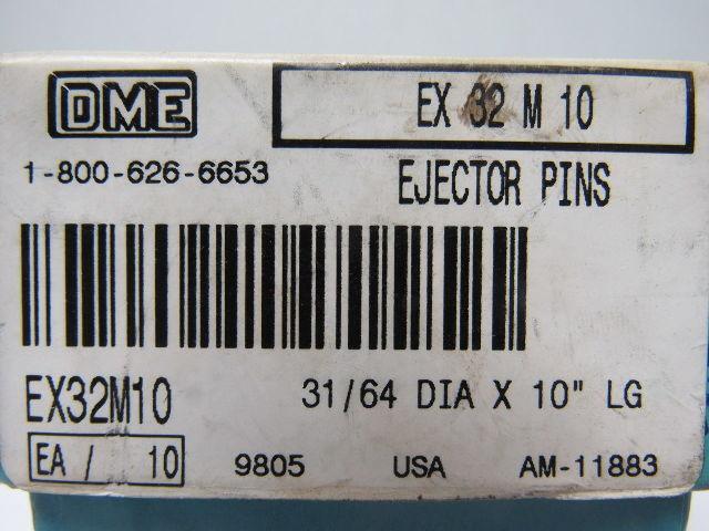 DME EX32M10 Plastic Injection Hotwork Ejector Pins 31/64"X 10" Box of 9