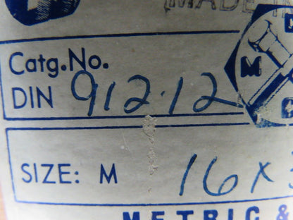 MMCC 91212 Full Thread 16X35mm Metric Socket Head Cap Screws Lot Of 22