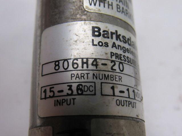 Barksdale Controls 806H4-20 Pressure Transducer 15-36 VDC Input 1-11 VDC Output