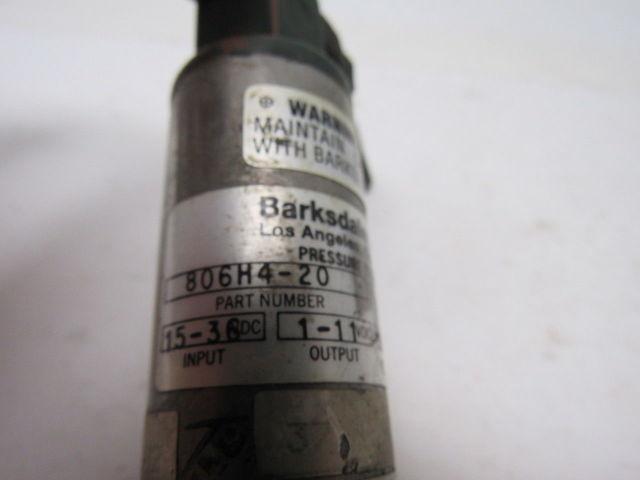 Barksdale Controls 806H4-20 Pressure Transducer 15-36 VDC Input 1-11 VDC Output