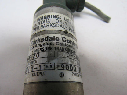 Barksdale Controls 806H4-20 Pressure Transducer 15-36 VDC Input 1-11 VDC Output