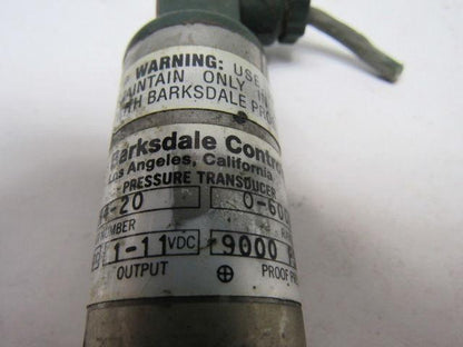 Barksdale Controls 806H4-20 Pressure Transducer 15-36 VDC Input 1-11 VDC Output