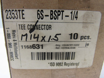 MMCC 2353TE 6 mm Compression Branch Tee M14x1.5 Fittings Lot Of 5