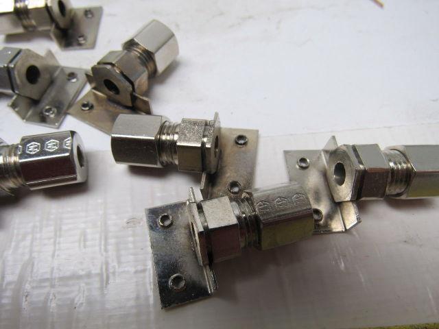 3/16"ID  Stainless Compression Straight Female Fitting W/ Bracket Lot of 12