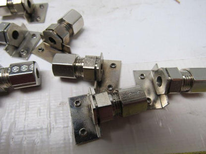 3/16"ID  Stainless Compression Straight Female Fitting W/ Bracket Lot of 12