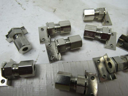 3/16"ID  Stainless Compression Straight Female Fitting W/ Bracket Lot of 12