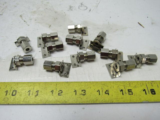 3/16"ID  Stainless Compression Straight Female Fitting W/ Bracket Lot of 12
