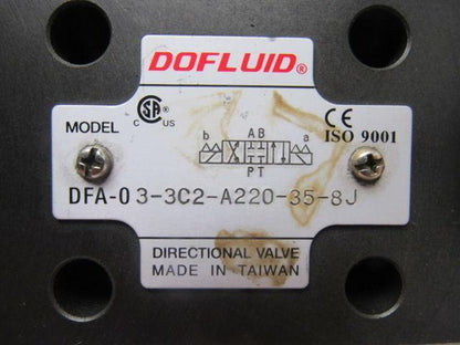 Dofluid DFA-0 3-3C2-A220-35-8J Solenoid Operated Directional Valve 220VAC Coil