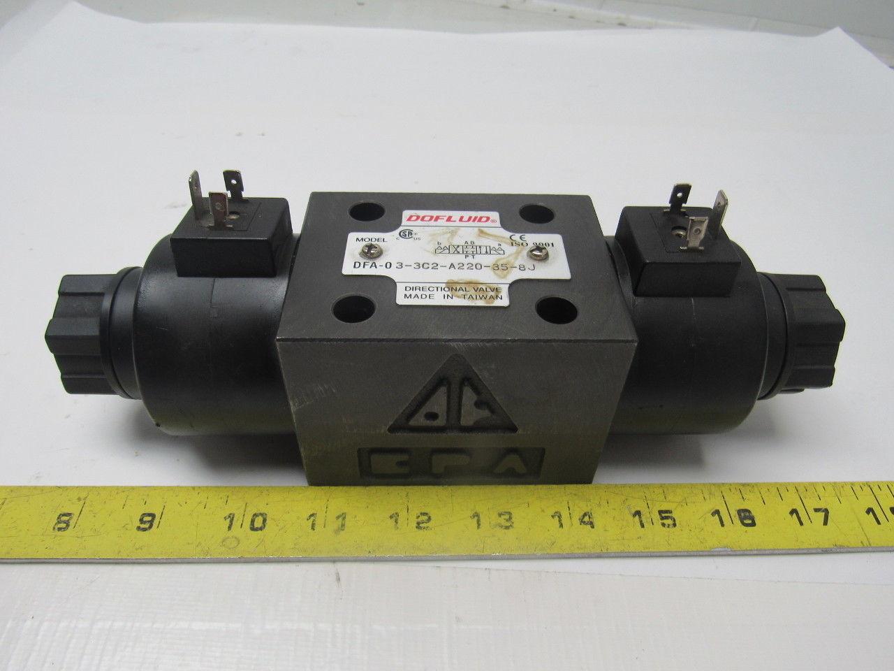 Dofluid DFA-0 3-3C2-A220-35-8J Solenoid Operated Directional Valve 220VAC Coil