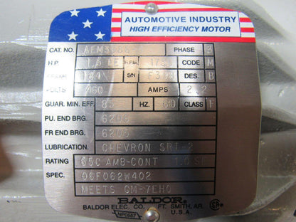 BALDOR AEM3686-4 1-1/2 HP TE 460V 3PH 1750RPM Frm184 AC Motor 7/8" Shaft NOS