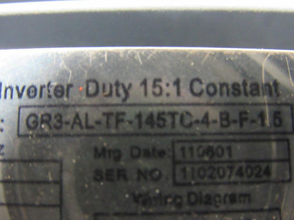 TECHTOP GR3-AL-TF-145TC-4-B-F-1.5 1-1/2HP Inverter Duty Motor 575V 1740RPM