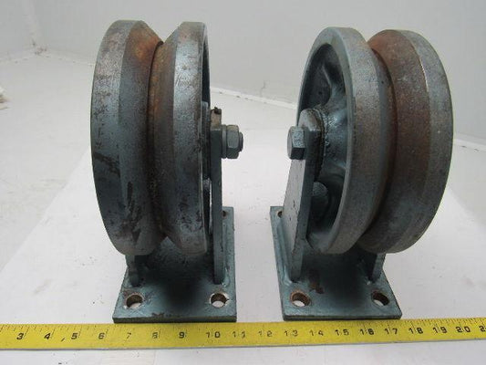 8" All Steel Fixed Caster2-3/4" V Groove Tread 10-1/4" Tall Lot/2