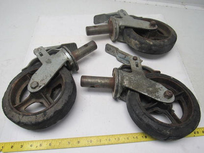 8"x2" Stem Mount Locking Swivel Casters 1-1/4" Stem Lot Of 3