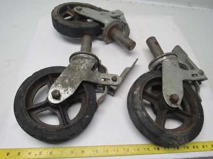 8"x2" Stem Mount Locking Swivel Casters 1-1/4" Stem Lot Of 3