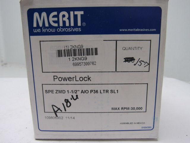 Merit  69957399762 1-1/2" Resin Bond Abrasive Cloth Discs 36G Box of 157