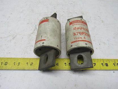 Gould Shawmut A70P250 Amptrap Type 4 250 Amp Fuse 700V Form 101 Lot of 2