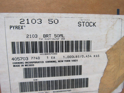 PYREX 2103 50 34543-23 Glass 50mL Burette No Stopcock Plug Graduated Laboratory