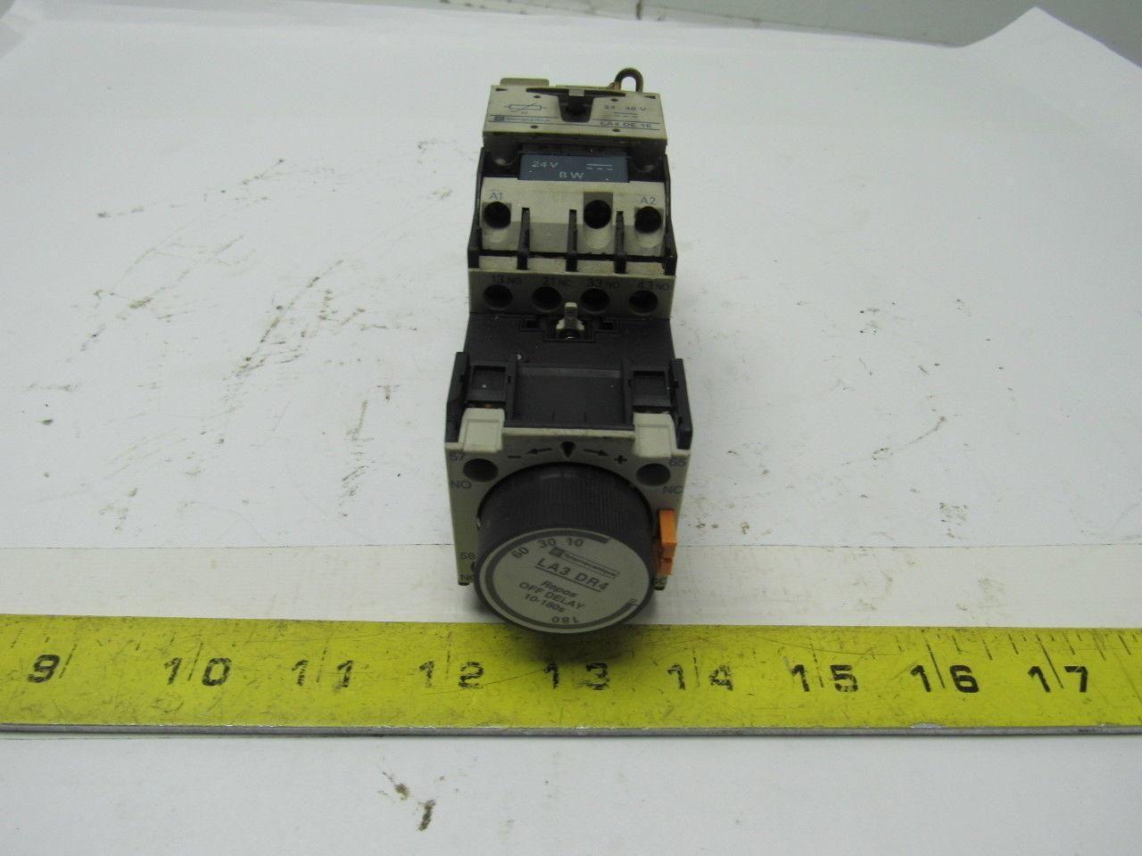 Telemecanique LA3 DR4 Off Delay 10-180 Sec. Pneumatic Timing Relay 24VAC Coil