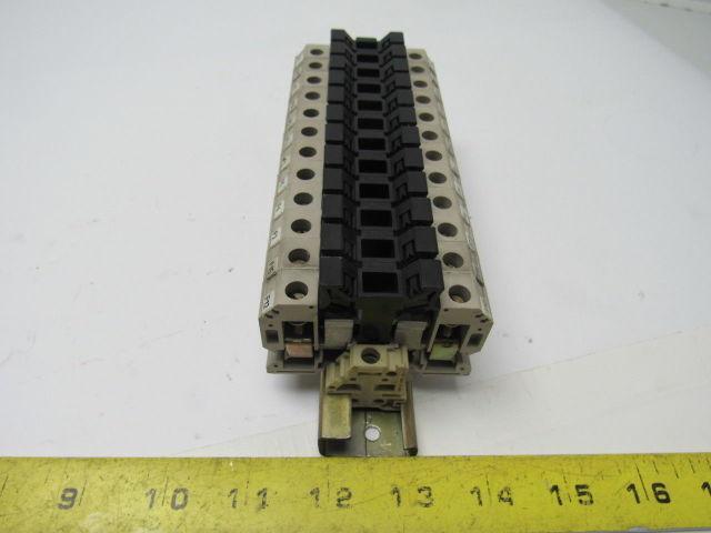 Weidmuller KSKM/32 1/4X1-1/4 Fuse Block Terminal Lot Of 12 With Mounting Rail