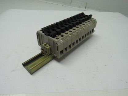 Weidmuller KSKM/32 1/4X1-1/4 Fuse Block Terminal Lot Of 12 With Mounting Rail