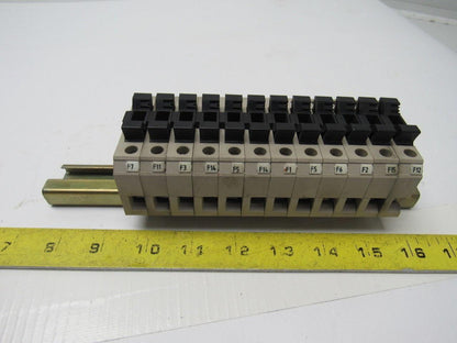 Weidmuller KSKM/32 1/4X1-1/4 Fuse Block Terminal Lot Of 12 With Mounting Rail