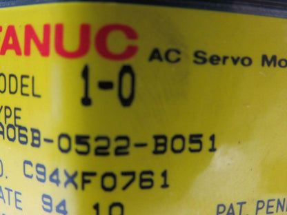 Fanuc A06B-0522-B051 Model 1-0 3PH 90V 2.9A 2000RPM Servo Motor