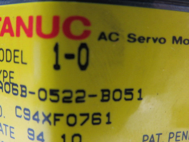 Fanuc A06B-0522-B051 Model 1-0 3PH 90V 2.9A 2000RPM Servo Motor