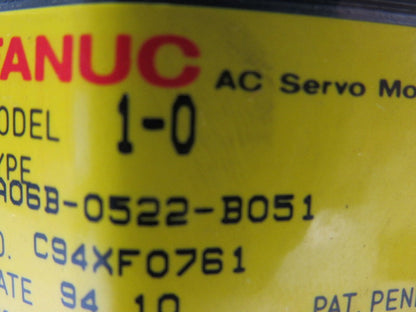 Fanuc A06B-0522-B051 Model 1-0 3PH 90V 2.9A 2000RPM Servo Motor