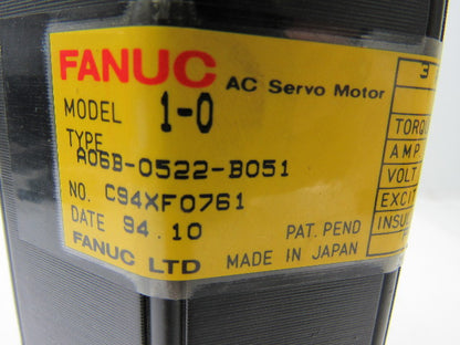 Fanuc A06B-0522-B051 Model 1-0 3PH 90V 2.9A 2000RPM Servo Motor