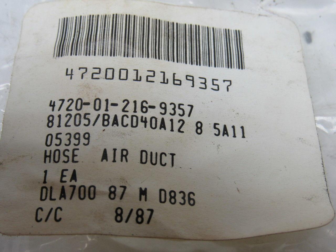 Boeing BACD40A12-8-5A11 Air Duct Hose 3" ID X 4.5" OAL 4720-01-216-9357