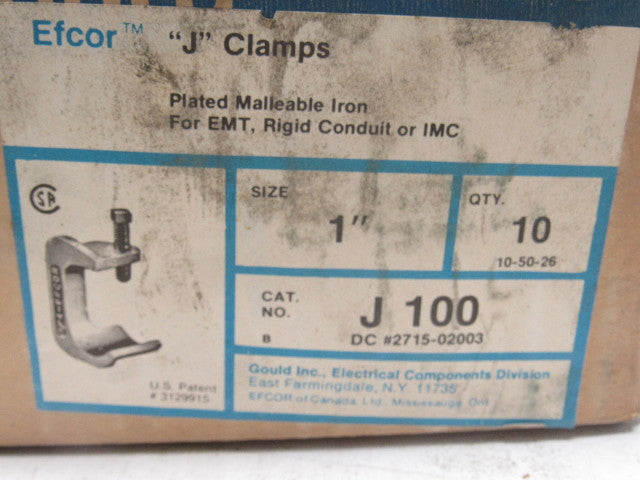 GOULD J 100 1" Plated Malleable Iron "J" Clamps For EMT,Rigid Conduit & IMC