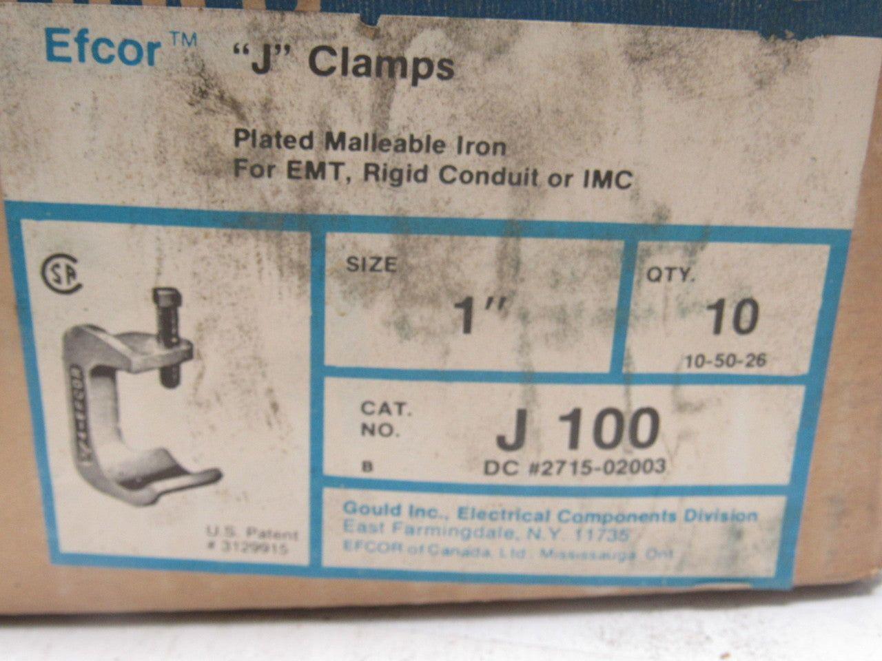 GOULD J 100 1" Plated Malleable Iron "J" Clamps For EMT,Rigid Conduit & IMC