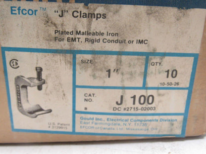 GOULD J 100 1" Plated Malleable Iron "J" Clamps For EMT,Rigid Conduit & IMC