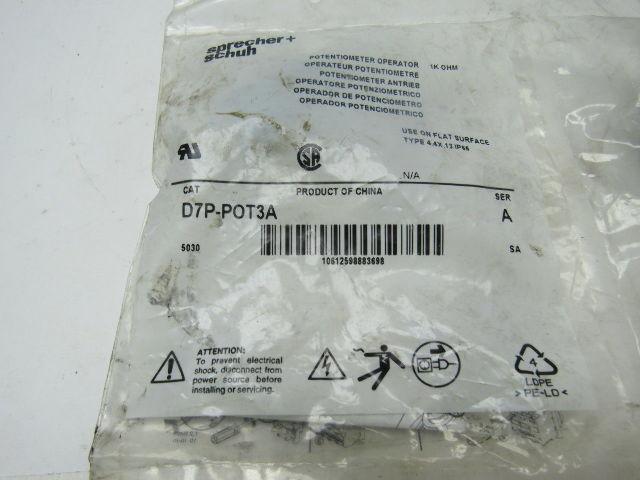 Sprecher Schuh D7P-POT3A Single Turn Potentiometer Assembly 1000 Ohm