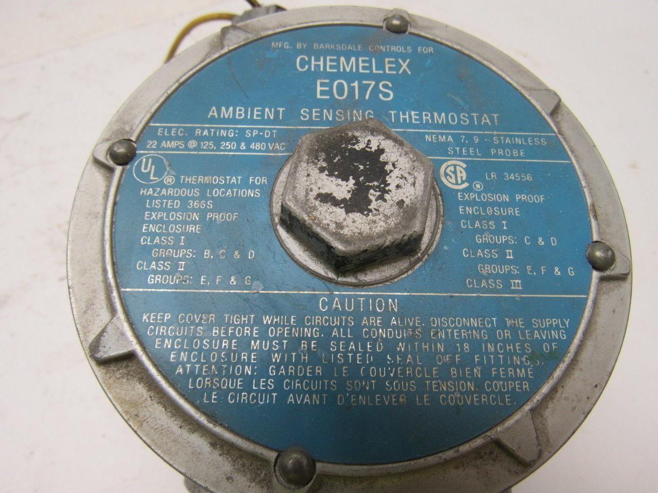 CHEMELEX E017S Nema 7 Ambient Sensing Thermostat Rated SP-DT 22A @ 125,250,&480V