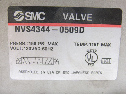 SMC NVS4344-0509D Double Solenoid Valve VS4 (CLASS 4/5) SOL 4/5 PORT