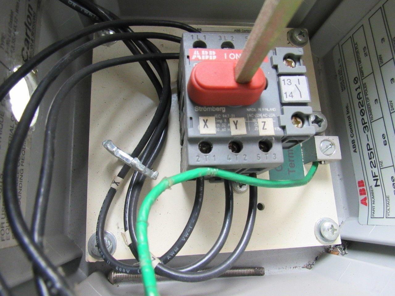 ABB Control Inc NF25P-3P02A10 Enclosed Disconnect Switch 600V 16A 3 Pole