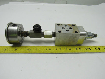 Sun Hydraulics EBP Sandwich Body Aluminum Hydraulic Manifold W/0-1500 Bar Gauge