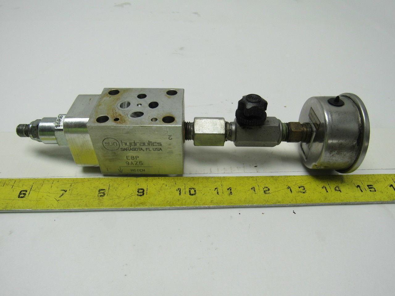 Sun Hydraulics EBP Sandwich Body Aluminum Hydraulic Manifold W/0-1500 Bar Gauge