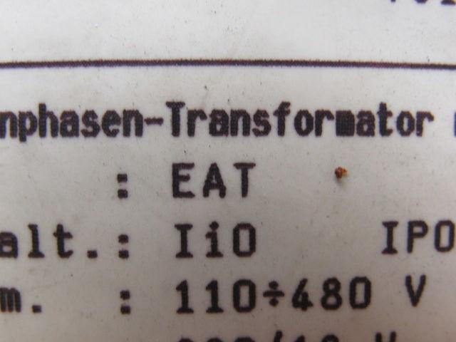 JACKE GmbH EAT 1 Phase Transformer 110/480V Primary