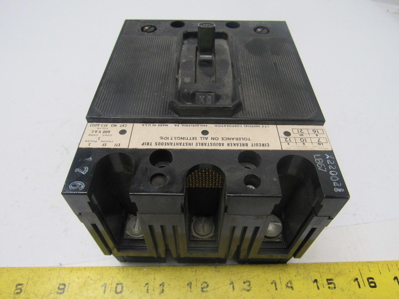 ITE X220021 ITE 3A 600V 3 Pole Molded Case Circuit Breaker EF Frame