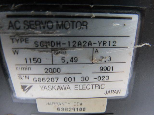 Yaskawa SGMDH-12A2A-YR12 Servo Motor 1150W 7.3A 2000 RPM W/UTSAH-B17BA Encoder