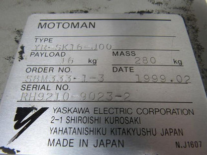 Yaskawa Motoman YR-SK16-J00 Robot Manipulator L-Axis Lower Arm