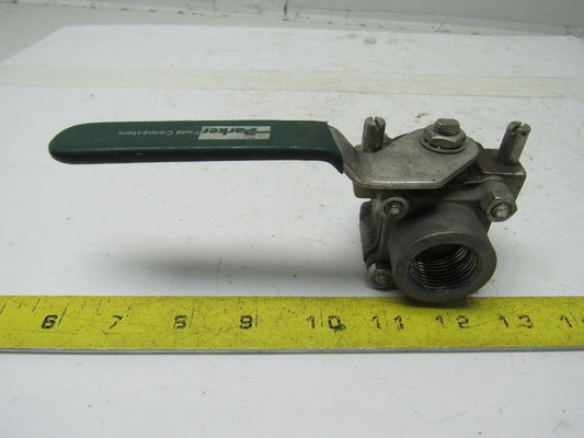 Parker 12F-SB12L-T-SS 3/4" Stainless Steel 2 Way Ball Valve PTFE Seat
