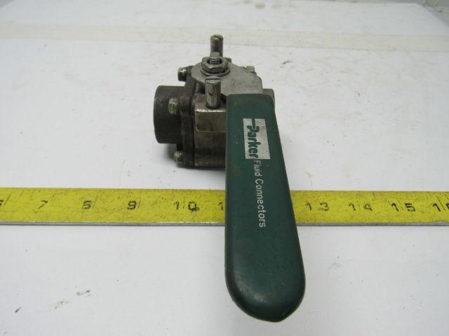 Parker 12F-SB12L-T-SS 3/4" Stainless Steel 2 Way Ball Valve PTFE Seat