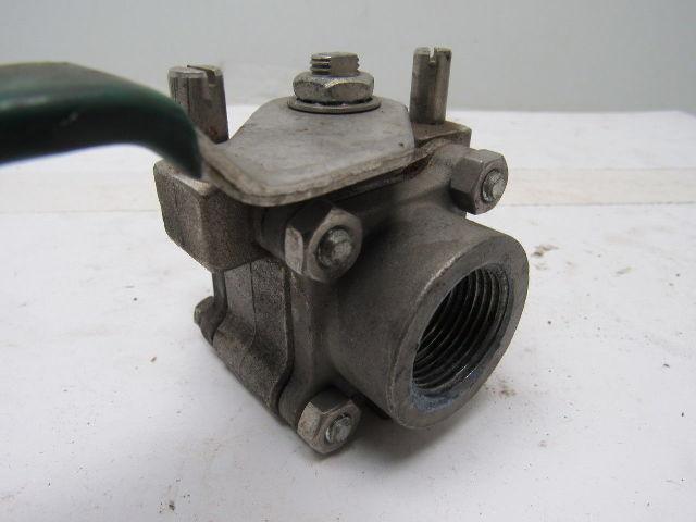 Parker 12F-SB12L-T-SS 3/4" Stainless Steel 2 Way Ball Valve PTFE Seat